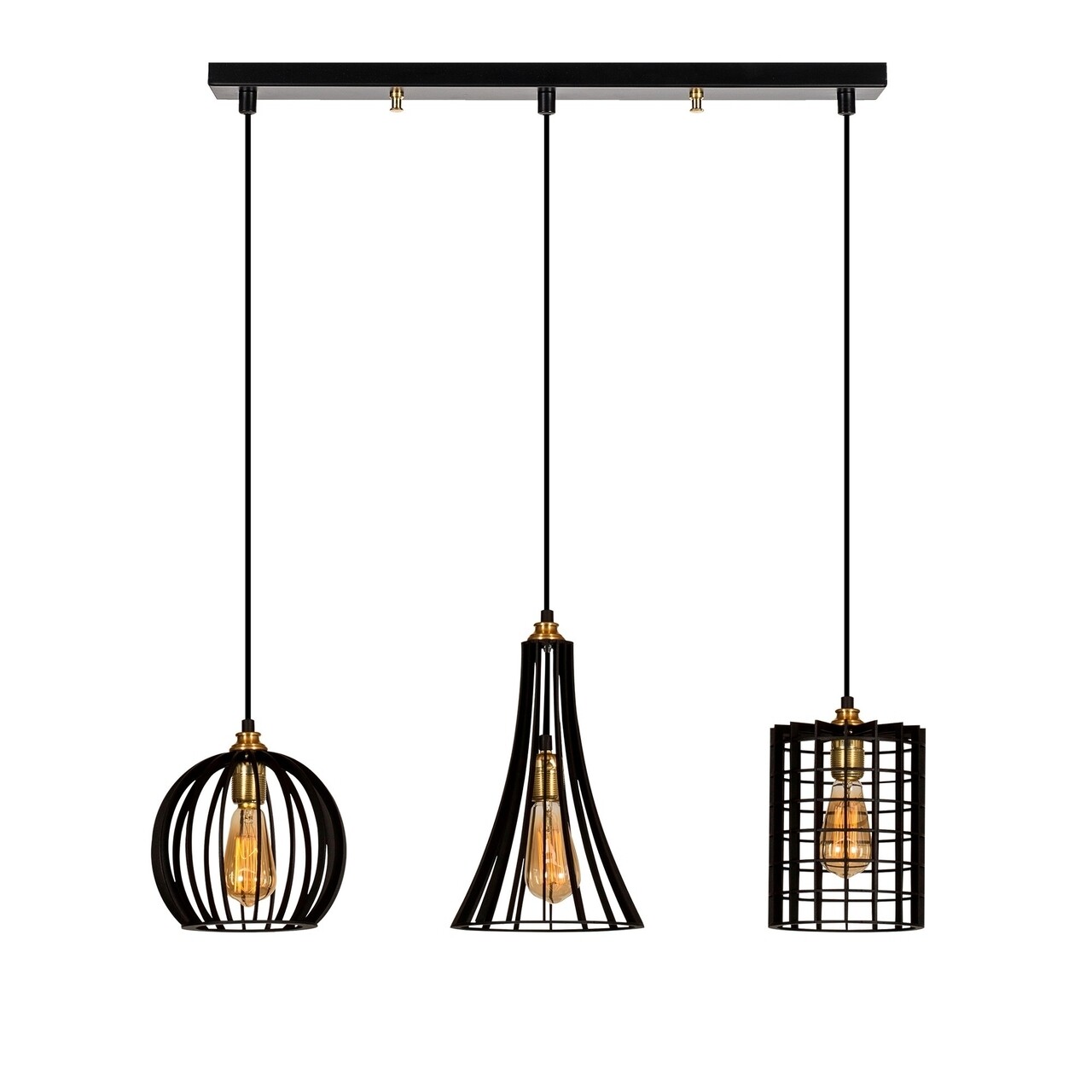 Lustra Fellini MR - 934, Opviq, 70 x 23 x 130 cm, 3 x E27, 100W, negru - imagine 6